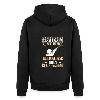 Tontaubenschießen Opa Tontauben - Unisex Premium Bio Zip Hoodie - Schwarz - Hinten - Nico (187cm)