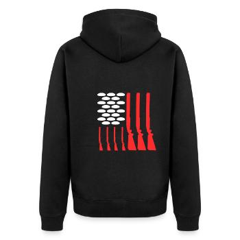 USA Tontaubenschießen - Unisex Premium Bio Zip Hoodie - Schwarz - Hinten - Nico (187cm)