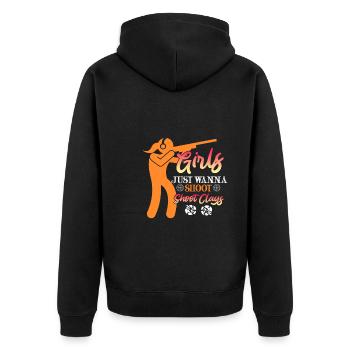 Girls möchten Tontaubenschießen Damen - Unisex Premium Bio Zip Hoodie - Schwarz - Hinten - Nico (187cm)
