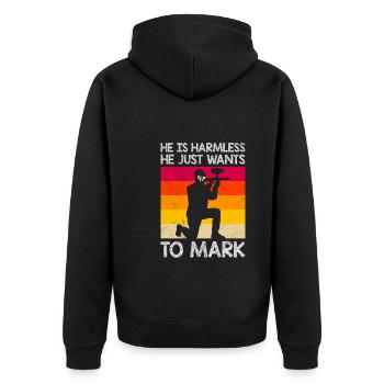 He doesn't do anything he just wants to mark paintball - Unisex Premium Organic Zip Hoodie - black - Back - Nico (187cm)