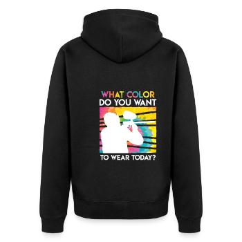 What color do you want to wear today? Paintball - Unisex Premium Organic Zip Hoodie - black - Back - Nico (187cm)