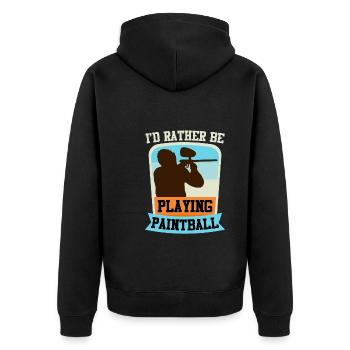 I'd rather play paintball paintballer - Unisex Premium Organic Zip Hoodie - black - Back - Nico (187cm)