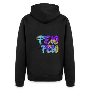 Pew Pew Paintballspieler Paintball - Unisex Premium Bio Zip Hoodie - Schwarz - Hinten - Nico (187cm)