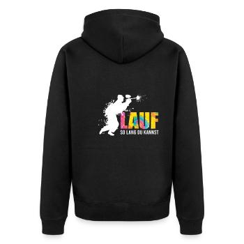 Paintballspieler lauf so lange du kannst Paintball - Unisex Premium Bio Zip Hoodie - Schwarz - Hinten - Nico (187cm)