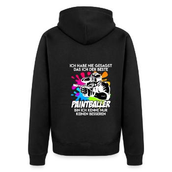 Bester Paintballer Paintballspieler Paintball - Unisex Premium Bio Zip Hoodie - Schwarz - Hinten - Nico (187cm)