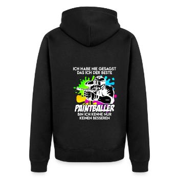 Bester Paintballer Paintballspieler Paintball - Unisex Premium Bio Zip Hoodie - Schwarz - Hinten - Nico (187cm)