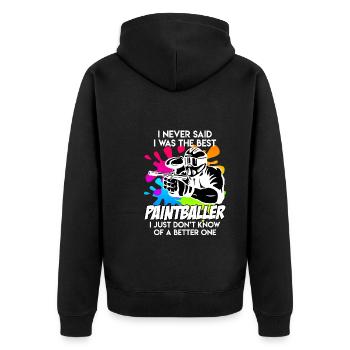 Bester Paintballer Paintballspieler Paintball - Unisex Premium Bio Zip Hoodie - Schwarz - Hinten - Nico (187cm)