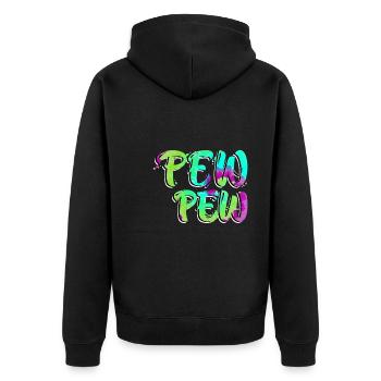 Pew Pew Paintballspieler Paintball - Unisex Premium Bio Zip Hoodie - Schwarz - Hinten - Nico (187cm)