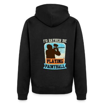 I'd rather play paintball paintballer - Unisex Premium Organic Zip Hoodie - black - Back - Nico (187cm)