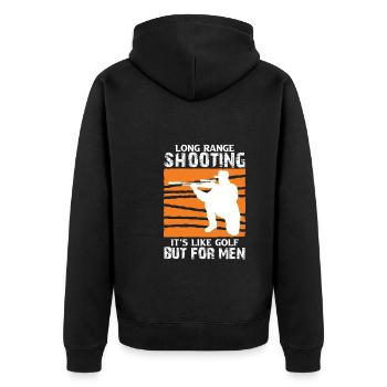 Long Range Shooting - Unisex Premium Bio Zip Hoodie - Schwarz - Hinten - Nico (187cm)