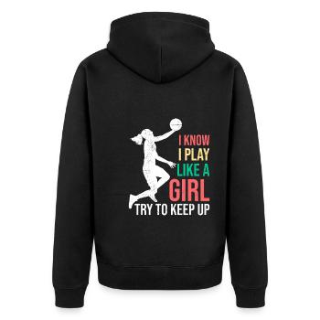 Basket-ball féminin - Veste à capuche bio Premium Unisexe - noir - Dos - Nico (187cm)