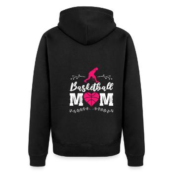 Basketball Mom Basketballer Mutter - Unisex Premium Bio Zip Hoodie - Schwarz - Hinten - Nico (187cm)