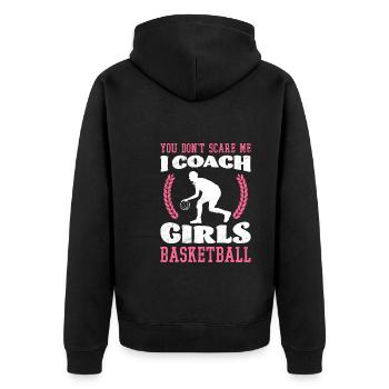 Basketball Girl Coach Frauen Basketball - Unisex Premium Bio Zip Hoodie - Schwarz - Hinten - Nico (187cm)