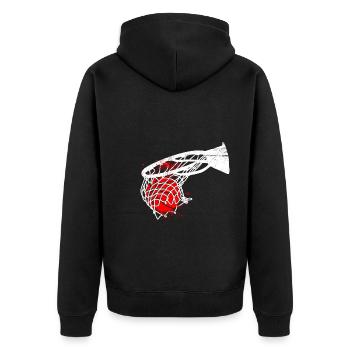 Basketball Korb Basketballer - Unisex Premium Bio Zip Hoodie - Schwarz - Hinten - Nico (187cm)