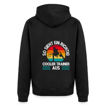 So sieht ein Basketball Trainer aus Basketballer - Unisex Premium Bio Zip Hoodie - Schwarz - Hinten - Nico (187cm)