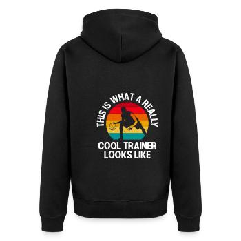 So sieht ein Basketball Trainer aus Basketballer - Unisex Premium Bio Zip Hoodie - Schwarz - Hinten - Nico (187cm)