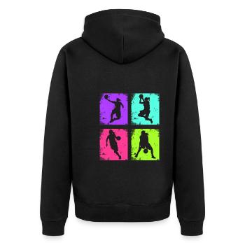 Basketball féminin vintage - Veste à capuche bio Premium Unisexe - noir - Dos - Nico (187cm)