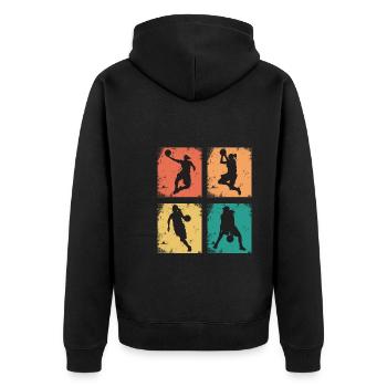 Basketball féminin vintage - Veste à capuche bio Premium Unisexe - noir - Dos - Nico (187cm)