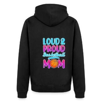 Proud Basketball Mom Basketball Mutter - Unisex Premium Bio Zip Hoodie - Schwarz - Hinten - Nico (187cm)