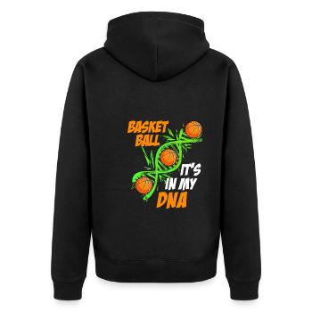 Basketball is in my DNA Basketballer - Unisex Premium Bio Zip Hoodie - Schwarz - Hinten - Nico (187cm)