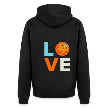 Basketball Liebe Basketballer - Unisex Premium Bio Zip Hoodie - Schwarz - Hinten - Nico (187cm)
