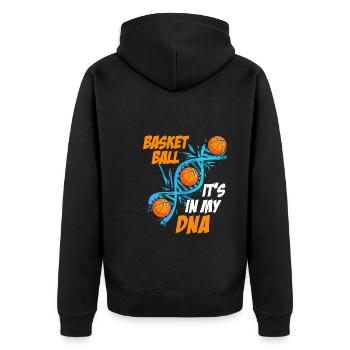 Basketball is in my DNA Basketballer - Unisex Premium Bio Zip Hoodie - Schwarz - Hinten - Nico (187cm)