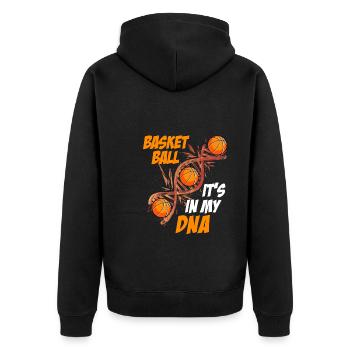 Basketball is in my DNA Basketballer - Unisex Premium Bio Zip Hoodie - Schwarz - Hinten - Nico (187cm)