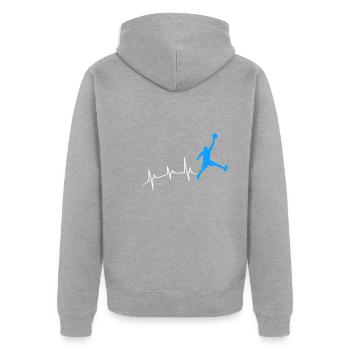 Battement de cœur de basket-ball - Veste à capuche bio Premium Unisexe - gris chiné - Dos - Nico (187cm)