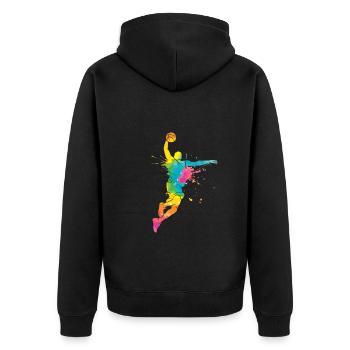 Basketball Dunking Art Basketball Player - Unisex Premium Organic Zip Hoodie - black - Back - Nico (187cm)