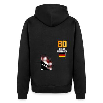 Sauftrikot Deutschland Bernd Bierbauch - Unisex Premium Bio Zip Hoodie - Schwarz - Hinten - Nico (187cm)