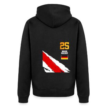 Sauftrikot Deutschland Volker Vollsuff - Unisex Premium Bio Zip Hoodie - Schwarz - Hinten - Nico (187cm)