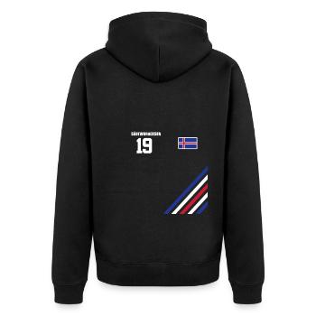Sauftrikot Island Saufwunderson - Unisex Premium Bio Zip Hoodie - Schwarz - Hinten - Nico (187cm)