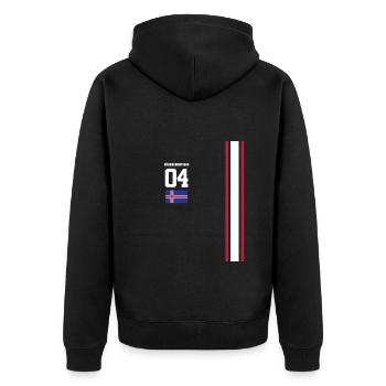 Sauftrikot Island Biervernichtsson - Unisex Premium Bio Zip Hoodie - Schwarz - Hinten - Nico (187cm)