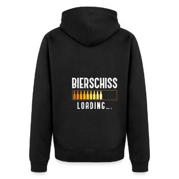 Bierschiss loading Festival Bier Mallorca Bier - Unisex Premium Bio Zip Hoodie - Schwarz - Hinten - Nico (187cm)