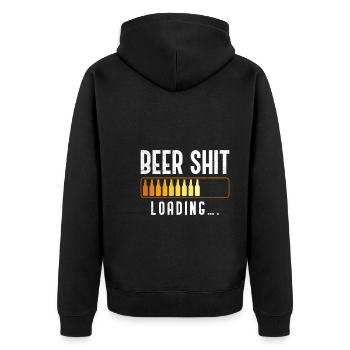 Bierschiss loading Festival Bier Mallorca Bier - Unisex Premium Bio Zip Hoodie - Schwarz - Hinten - Nico (187cm)