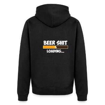 Bierschiss loading - Unisex Premium Bio Zip Hoodie - Schwarz - Hinten - Nico (187cm)