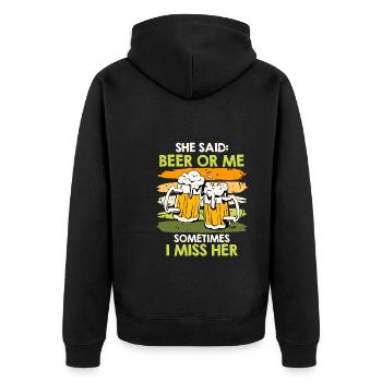 Men Beer Saying Wife or Beer Beer Drinker - Unisex Premium Organic Zip Hoodie - black - Back - Nico (187cm)