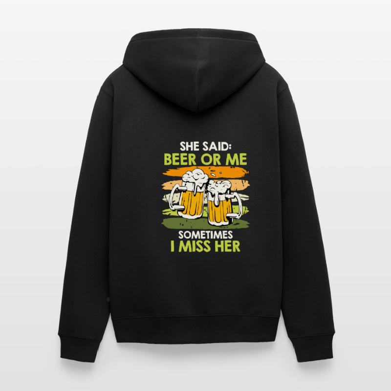 Männer Bier Spruch Ehefrau oder Bier Biertrinker Unisex Premium Bio Zip Hoodie