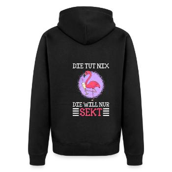 Die will nur Sekt saufen Flamingo Damen Malle - Unisex Premium Bio Zip Hoodie - Schwarz - Hinten - Nico (187cm)
