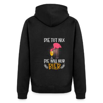 Die will nur Bier saufen Malle Flamingo Party - Unisex Premium Bio Zip Hoodie - Schwarz - Hinten - Nico (187cm)