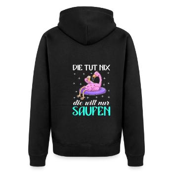 Die tut nix die will nur saufen Party Festival - Unisex Premium Bio Zip Hoodie - Schwarz - Hinten - Nico (187cm)