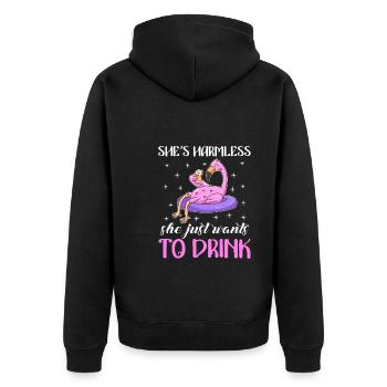 She doesn't do anything she just wants to drink Party Festival - Unisex Premium Organic Zip Hoodie - black - Back - Nico (187cm)