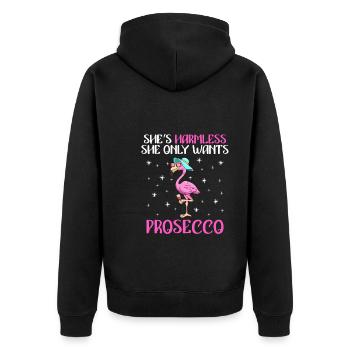 Damen Feiern Party Die will nur Prosecco - Unisex Premium Bio Zip Hoodie - Schwarz - Hinten - Nico (187cm)