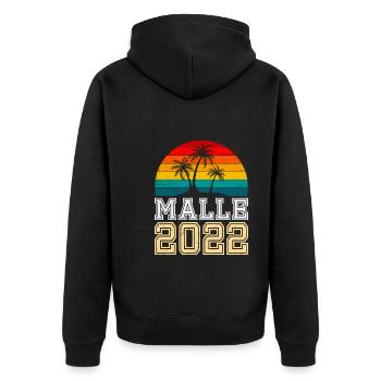 Malle 2022 Mallorca Urlaub - Unisex Premium Bio Zip Hoodie - Schwarz - Hinten - Nico (187cm)