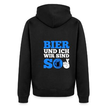 Bier und ich sind so Biertrinker Griller BBQ - Unisex Premium Bio Zip Hoodie - Schwarz - Hinten - Nico (187cm)