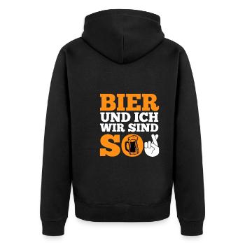 Bier und ich sind so Biertrinker Griller BBQ - Unisex Premium Bio Zip Hoodie - Schwarz - Hinten - Nico (187cm)