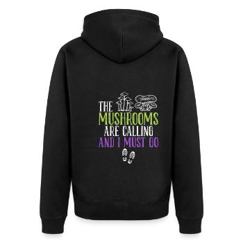 En appelant les champignons, je dois aller cueillir des champignons - Veste à capuche bio Premium Unisexe - noir - Dos - Nico (187cm)