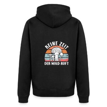 Keine Zeit der Wald ruft Vintage Pilzsammler - Unisex Premium Bio Zip Hoodie - Schwarz - Hinten - Nico (187cm)