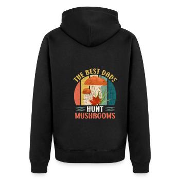 Beste Papas sammeln Pilze - Unisex Premium Bio Zip Hoodie - Schwarz - Hinten - Nico (187cm)