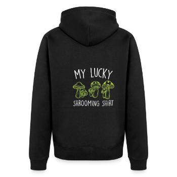 My Lucky Shrooming Shirt - Unisex Premium Organic Zip Hoodie - black - Back - Nico (187cm)